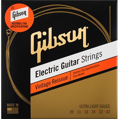 Gibson Vintage Reissue Electric Guitar Strings, 9-42 Ultra-Light Gauge