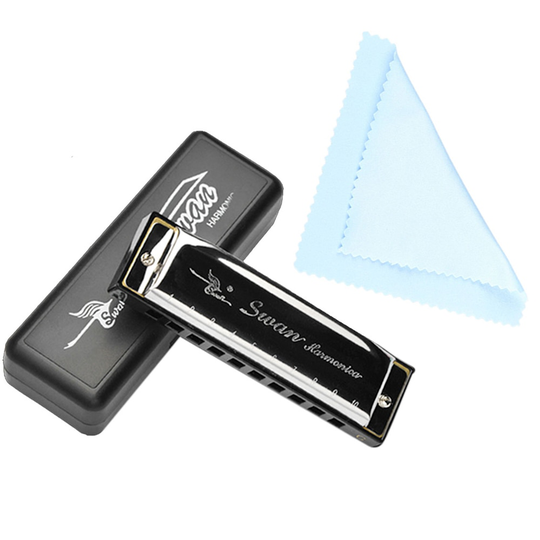 Zilver Metalen Zwaan Diatonische Blues Harmonica/ Mouthorgan 10 Gaten C Key Harp Mondharmonica Voor Houtblazers