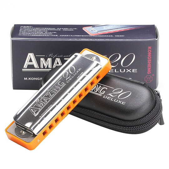 -Kongsheng Verbazingwekkende 20 Professionele Harmonica 10 Gaten Blues Harp Mondharmonica Sleutel Van C Hars Kam Muziekinstrument
