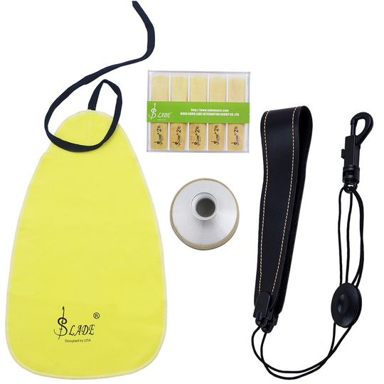 LADE 4-in-1 Altsaxofoon Sax Accessoire Kit Riem Schoonmaakdoekje Reed Aluminium Mute