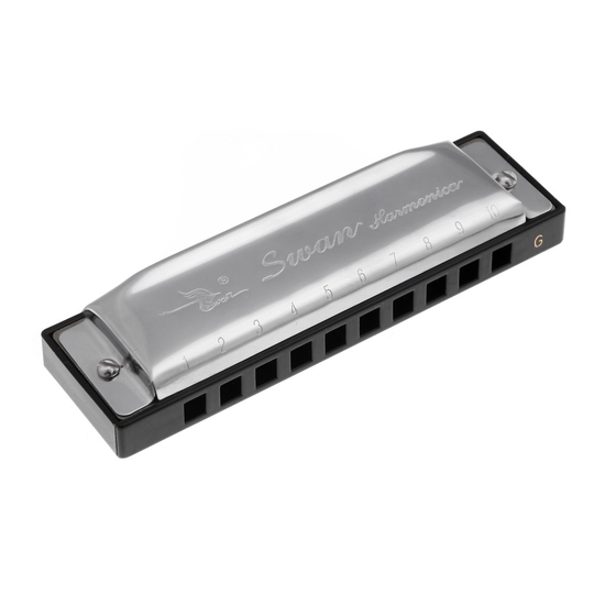 SWAN Diatonische Harmonica 10 Gaten Blues Harp Mondharmonica Sleutel van G Riet Instrument met Case Zilver
