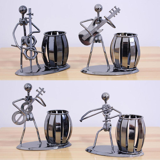 Metal Gitaar Bas Viool Rocker Potlood Pen Holder Cup Desktop Stand Opbergdoos Thuis Metalen Ambachten Student verjaardag