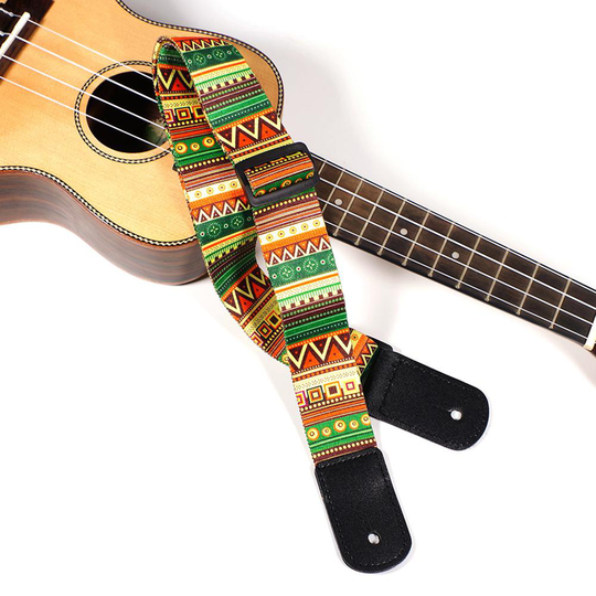 Nationale Stijl Afdrukken Akoestische Folk Gitaar Riemen Verstelbare Verdikte Lederen End Elektrische Gitaar Bas Ukulele Bandjes Riemen