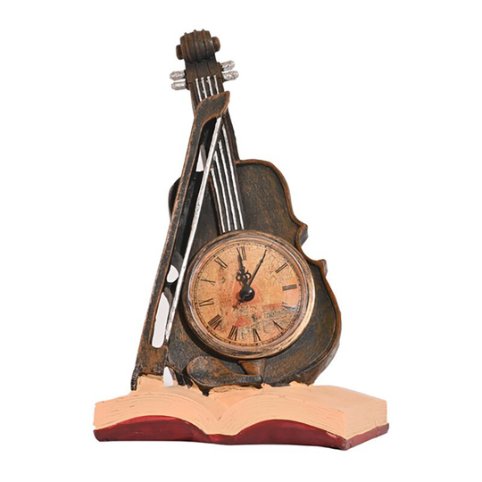 Noord-europa Stytle Retro Viool Antieke Stijl Klokken Creatieve Hars Miniaturen Desk Wandklok Thuis Room Decor Accories