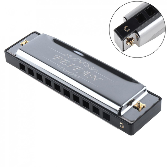 10 Gaten 20 Tone Matte Black Harmonica Blues Harp Mondharmonica Rvs Muziekinstrument Voor Beginner