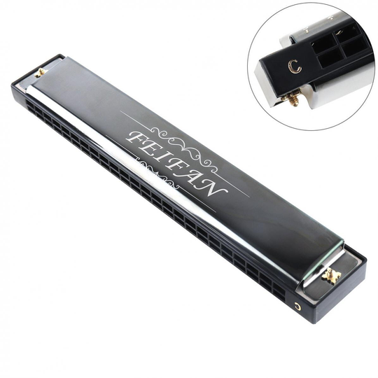 Matte Black 24 Gaten 8K Titanium Harmonica Tremolo Tone Keyc Harp Mondharmonica Muziekinstrumenten