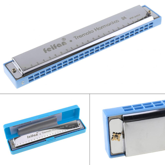 Harmonica Metalen 24 Gaten Complex Tone Professionele Blues Harmonica Wind Instrument Voor Beginners