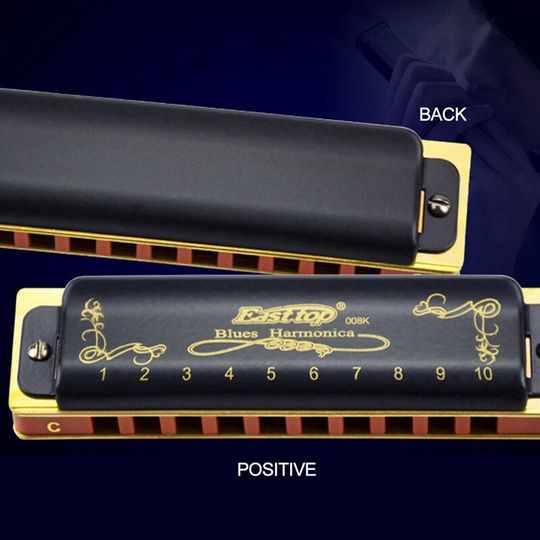 Easttop 10 Gaten 20 Tones 008K Blues Harmonica Met, Top Grade Harmonica Voor Volwassenen, Professionele Speler, beginner En Studenten