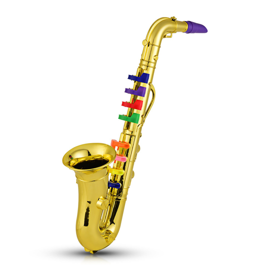 Saxofoon Kids Musical Wind Instrumenten Abs Metallic Gouden Saxofoon Met 8 Gekleurde Toetsen Kinderen Simulatie Instrument