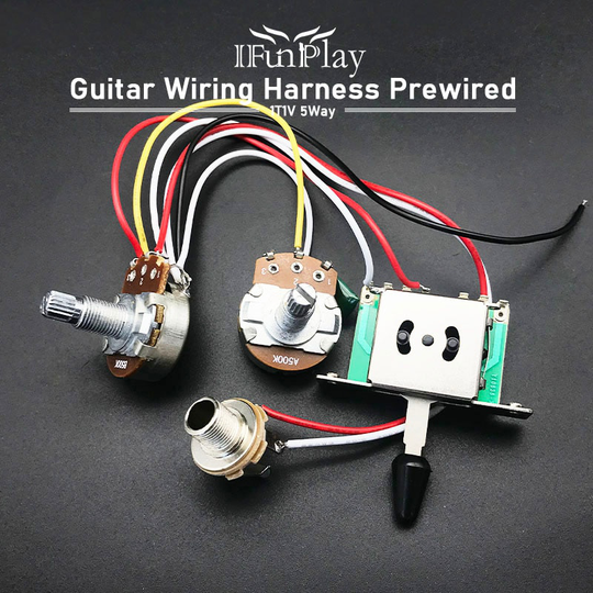 Elektrische Gitaar Kabelboom Voorbekabeld Kit A500k B500K 18 Mm As Big Potten 3/5 Way Switch Volume Tone Control Bedrading harnas
