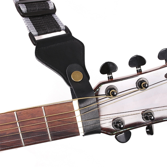Zwart Lederen Gitaarband Holder Button Safe Lock Voor Akoestisch Elektrische Klassieke Gitaar Bas Accessoires Gitaar Neck Strap