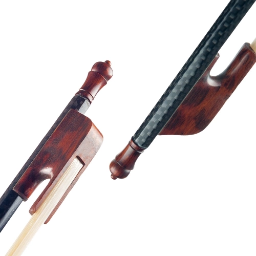 4/4 Violine Geigenbogen Barock Stil Kohlefaser Furnier Rundstab Ebenholz Weiß Rosshaar Gut Ausbalanciert