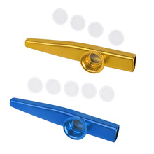 Pack/2 stuks Metalen Kazoo Mond Fluit Harmonica Met Membranen, Gouden Blauw