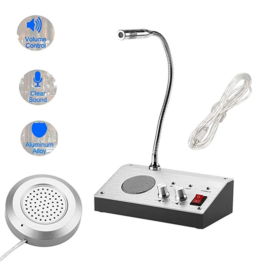 Walkie Talkie 100Hz 15Khz 110 240V Dual Channel Intercom Externe Luidspreker Venster Teller Intercom Speaker System Bank ziekenhuis