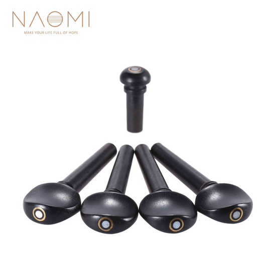 Naomi Viool Stemsleutels 1/8 1/4 1/2 3/4 4/4 Grootte Ebbenhout Viool Fiddle Stemsleutels Endpin Set Vervanging Zwart