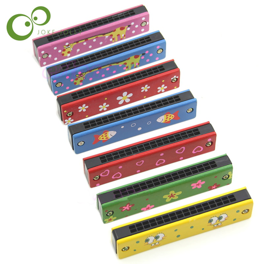 Kleurrijke Educatief Musical Houten Geschilderde Harmonica Instrument Speelgoed Voor Kids Kinderen Willekeurig Kid Gyh