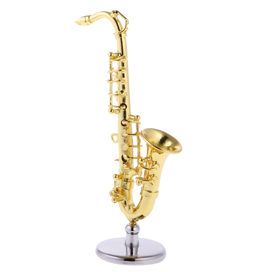 Legering Gouden Miniatuur Saxofoon Voor 1:12 Schaal Poppenhuis Accessoires Klassieke Speelgoed Muziekinstrument Kinderen Kids Learning