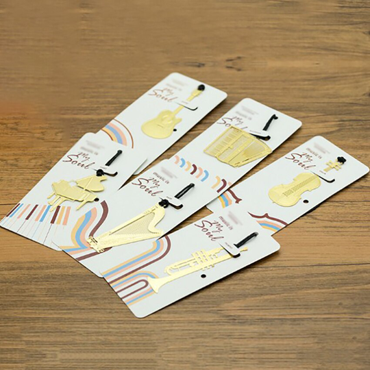 Muziekinstrument Metalen Bladwijzer Met Lanyard Mini Harp Viool Boek Marker Bladwijzers Voor Student Lezen Bladwijzer Briefpapier