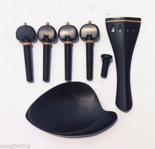 1 Sets van Ebony Viool Fitting 4/4 met Viool chinrest, staartstukken, haringen, end