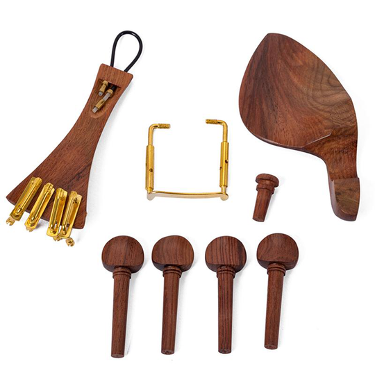15 Stks/set Viool Palissander Fitings Onderdelen Accessoires Staartstuk Chinrest Klemmen Eindpin Staart Gut 4 Pinnen (Koffie)