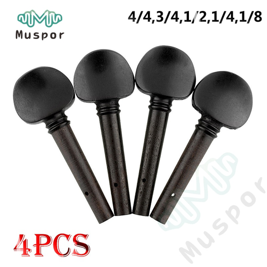 4 Stuks Ebony 4/4 3/4 1/2 1/4 1/8 Viool Stemsleutels Tuners Open Gat Zwarte Viool Accessoires Snaren Instrument Tuning haringen
