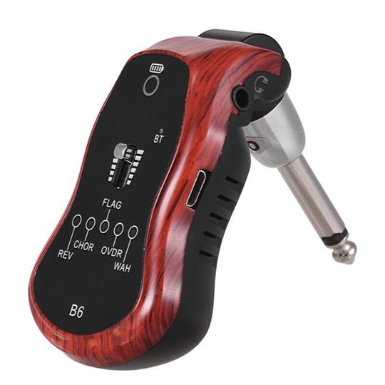 B6 Gitaar Hoofdtelefoon Amp Mini Plug Gitaar Versterker Bluetooth Oplaadbare Voor Elektrische Reizen Pocket Gitaar (Mahonie Kleur)