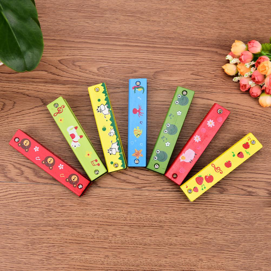 1 Stuks Kleur Willekeurig 13*2.2*2.2Cm Educatief Musical Houten Harmonica Instrument Speelgoed Voor Kids Kinderen