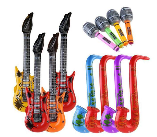 1 pcs Fancy Instrument Opblaasbare Speelgoed Gitaar Microfoon Radio Opblaasbare Toetsenbord Drum voor Kinderen Carnaval Party Beach Decoratie