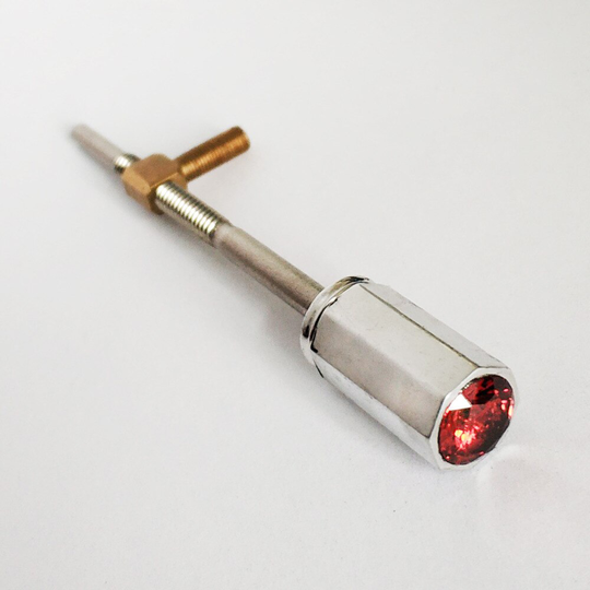Viool Kikker Knop 4/4 Size Aluminium Fitting met Rode Edelsteen Edelsteen Insert Kikker Schroef Oogje