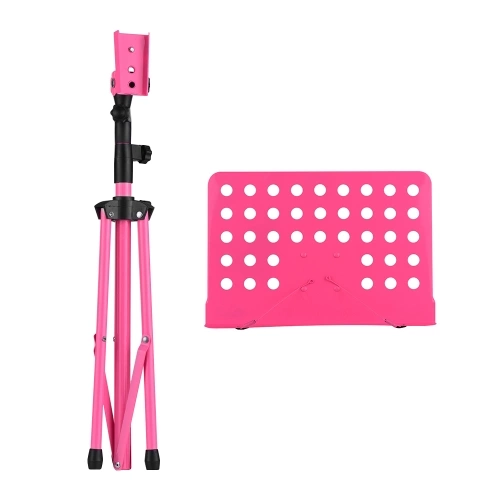 Portable Metal Music Stand Abnehmbare Musikinstrumente für Klavier Violine Gitarre Noten Pink