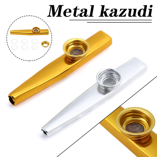 1 Pc Zilver Goud Metalen Kazoo Mond Fluit Harmonica Met 6 Kazoo Fluit Membraan Voor Beginners Kids Adult Party Musical instrument