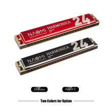 Naomi 24 Holes Tremolo Harmonica Sleutel Van C Rvs Mondharmonica Mondharmonica Met Case Wind Instrument Accessoires