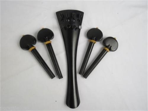 1 set van 4/4 Cello onderdelen, mooie ebony onderdelen (staartstuk & haringen)