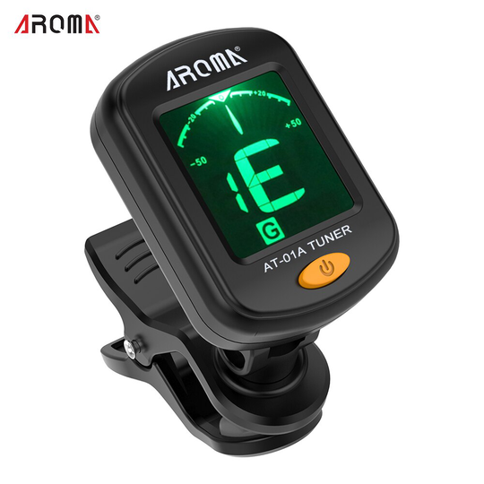 Aroma AT-01A Gitaar Tuner Draaibare Clip-On Tuner Mini Lcd Display Voor Chromatische Gitaar Bas Ukulele Viool