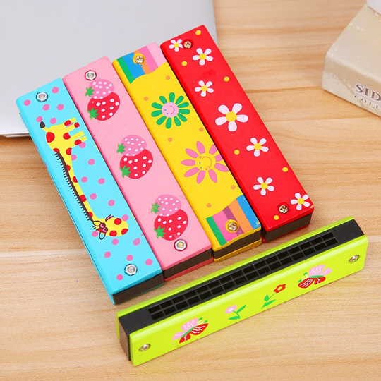 16 Gaten Leuke Hout Harmonica Muziekinstrument Speelgoed Voor Kinderen Educatief Speelgoed Cartoon Wind Instrument Kinderen