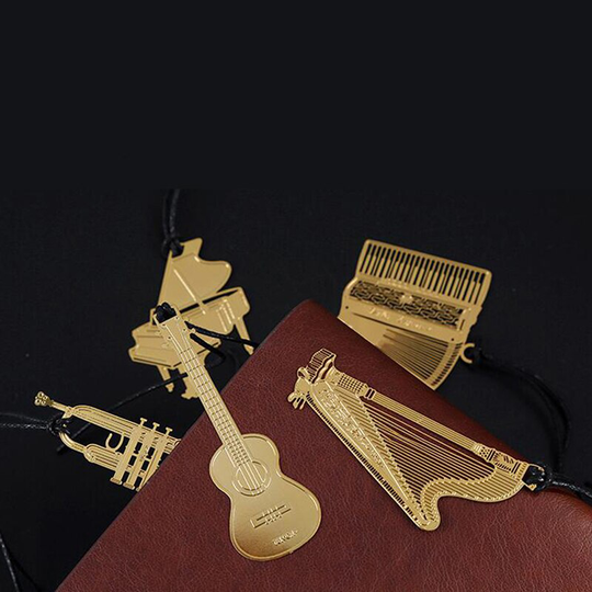 Creatieve Bladwijzer Metalen Bladwijzers Tool Met Lanyard Notebook Metalen Bladwijzers Vaste Piano Gitaar Orgel Harp Viool