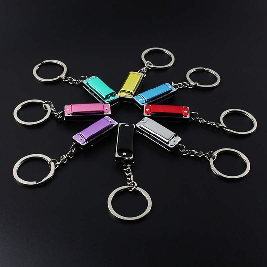 1Pc Sleutelhanger Harmonische Kleurrijke Harmonica Mini 4 Gaten Harmonica Sleutelhanger Voor Kinderen Speelgoed Muziekinstrument
