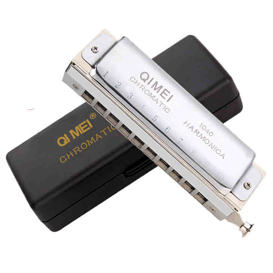 Qimei Chromatische 10 Holes Harmonica Mondharmonica Musical Instrumentos Sleutel C 40 Tones Vierkante Mondstukken Muziekinstrumenten QM10A