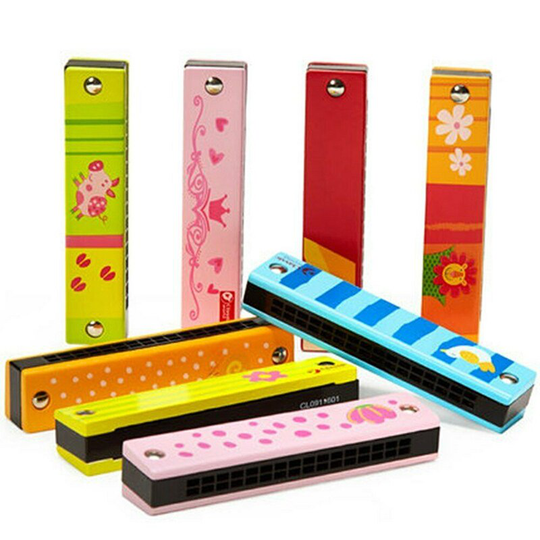 16 Gat Houten Harmonica Cartoon Kleur Mondharmonica Voor Beginners Educatief Baby Kids Kinderen Harmonica Speelgoed Muziekinstrument