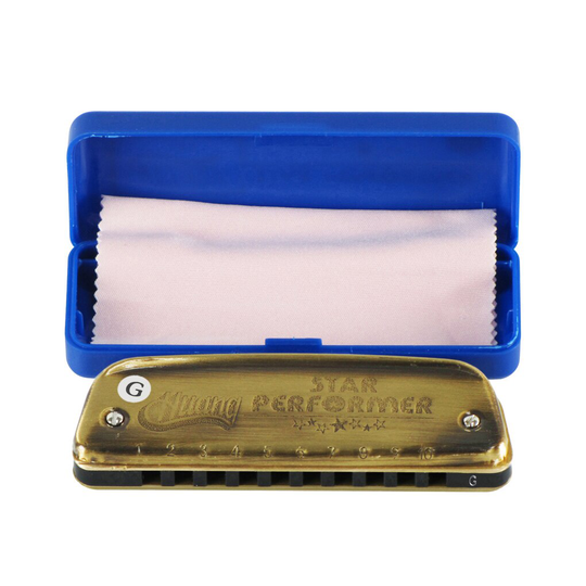 Huang 10 Holes Harmonica Blues Diatonische Harp Mondharmonica 20 Tone Sleutel van G met Harmonica Case Muziekinstrumenten