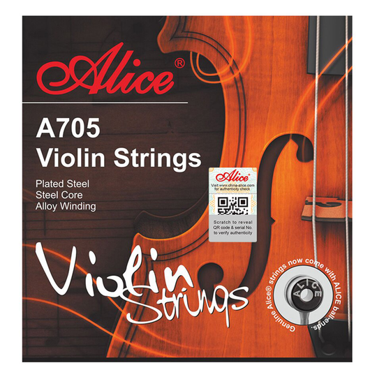 Alice A705 Viool Snaren Set Rvs Gecoat Staal Core Ni-Fe Kronkelende 4 Snaren Voor 4/4,3/4,1/2,1/4,1/8