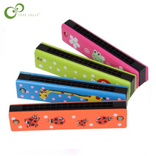1pc Kleurrijke Harmonica 16 Gaten Houten Tremolo Harmonica Kids Muziekinstrument Educatief Speelgoed GYH