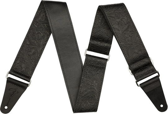 Fender Tooled Leather Guitar Strap 2'' Ledergurte für Gitarren Schwarz