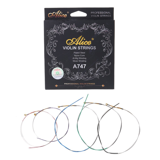 Alice A747 Viool String Vernikkeld High-Carbon Staal Nylon Core Zilver Wond