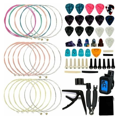 65Pcs Guitar Tool Wechselzubehör Kit Guitar String Picks Winder Tuner Kit