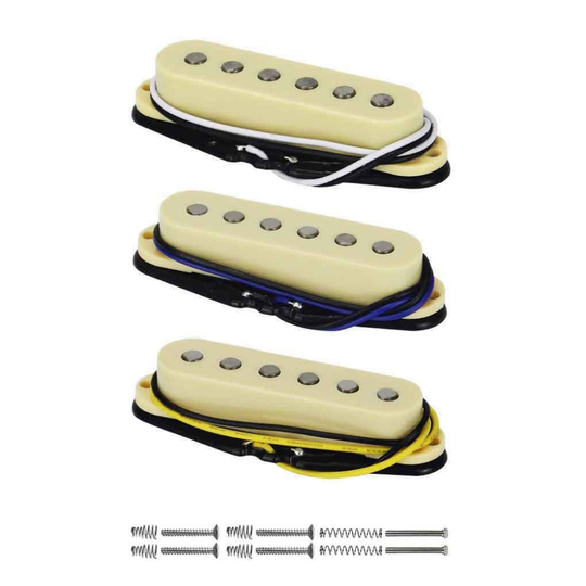 Fleor Flat Top Vintage Alnico 5 Single Coil Pickups Hals & Midden & Bridge Pickups Set Geel Voor Fd St gitaar Onderdelen