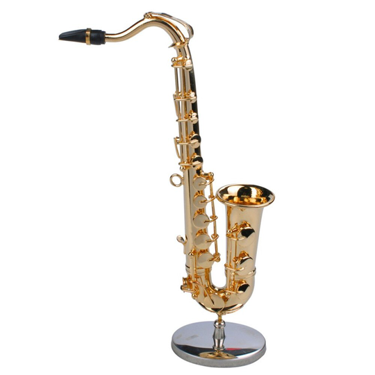 Mini Saxofoon Muziekinstrumenten Verguld Ambachtelijke Miniatuur Saxofoon Model Met Metalen Staan Voor Huisdecoratie