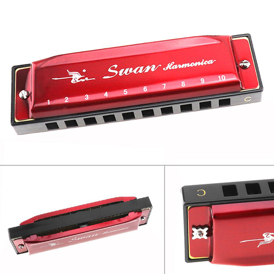 10 Gaten Rode Harmonica Diatonische Blues Harp Mondharmonica Riet Muziekinstrument Rvs Voor Beginner
