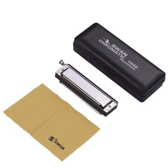 Zwaan Chromatische Harmonica 10 Holes Harmonica 40 Tones Sleutel Van C Zilver Met Prachtige Doos
