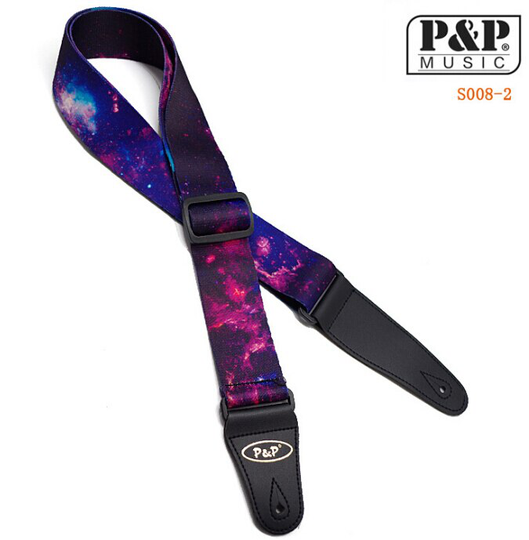 Paars Sky Patroon Gitaar Strap Akoestische Folk Gitaarband Met PU Lether Uiteinden Riem Voor Muziekinstrument Accessoires